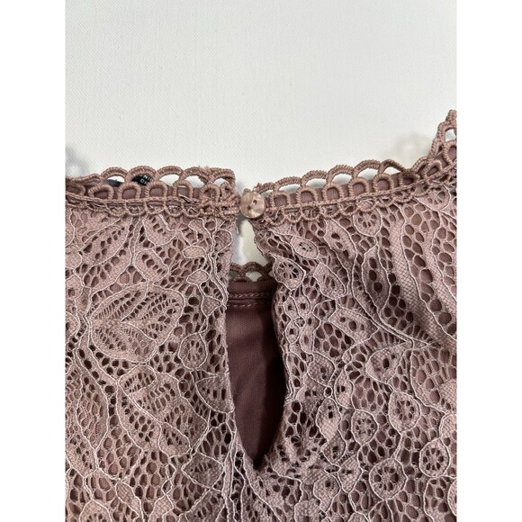 Romantic Cottagecore Mauve Lace Sleeveless Top Cable & Gauge Size L - Picture 11 of 13